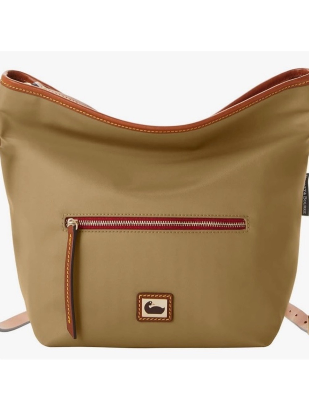 Iconic Dooney & Bourke Bag with Brown Leather Trim and Strap